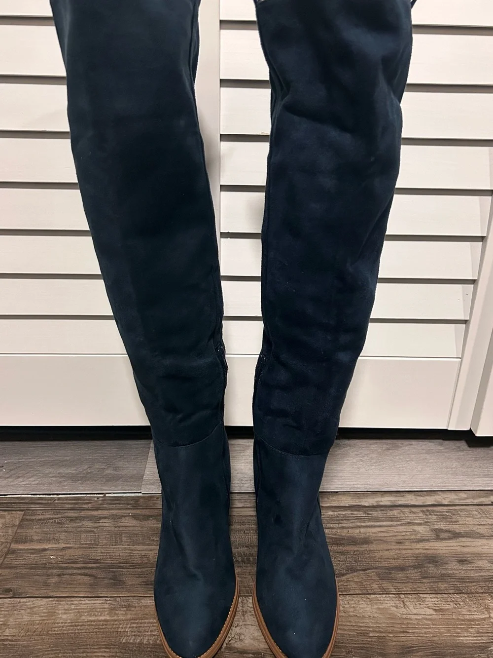 Women's Over-the-Knee Suede Boots — Navy